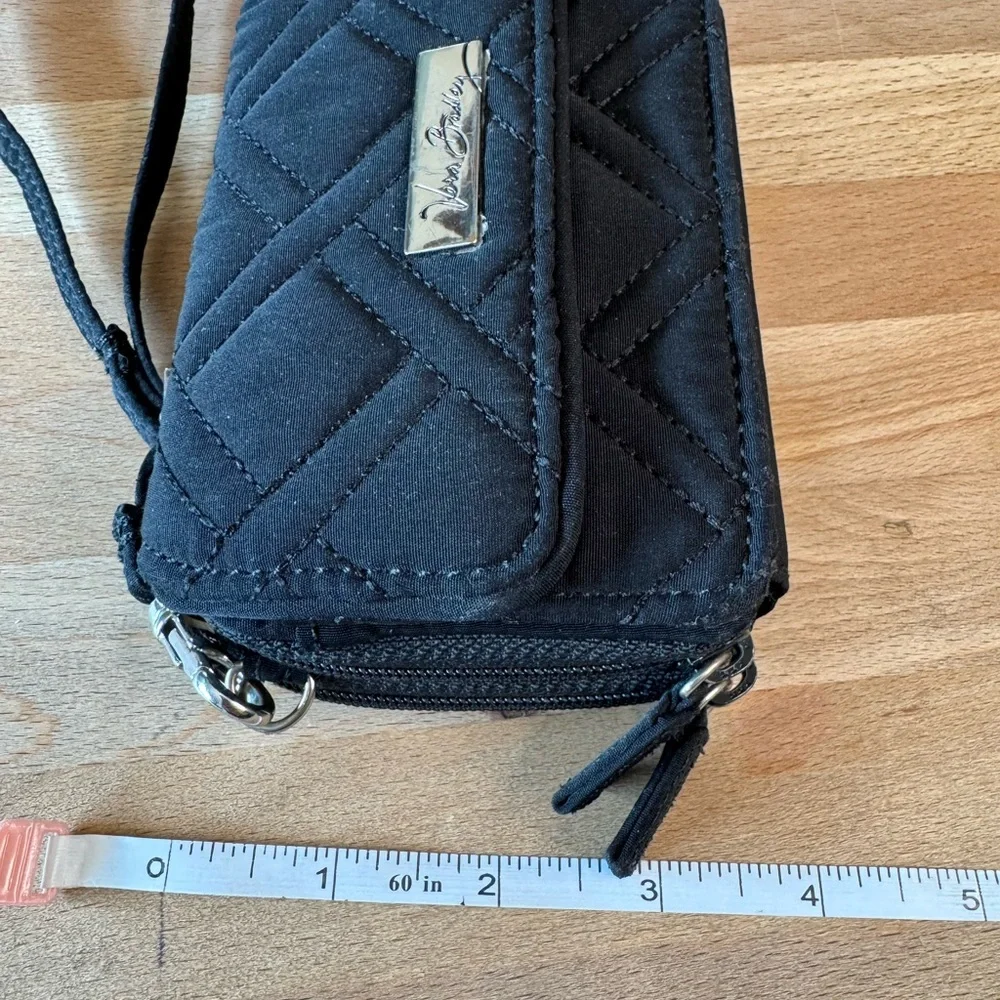 Vera Bradley Purse Mini Micro Black Quilted Crossbody Wristlet Organizer Strap - Picture 14 of 15